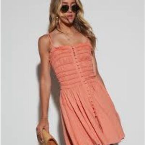 Vici Orange Ruched Mini Sundress